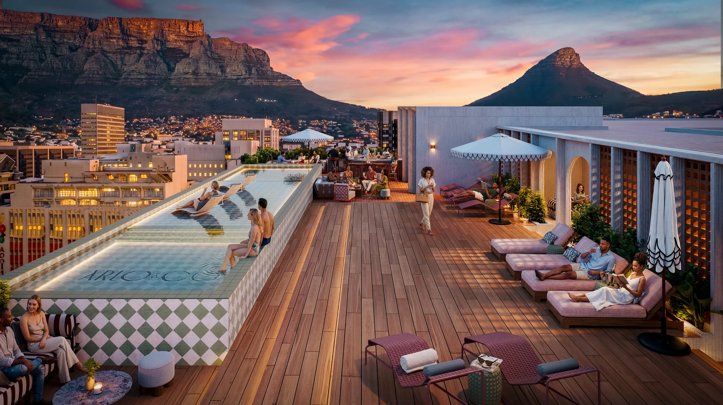 The rooftop pool at Arlo & Co